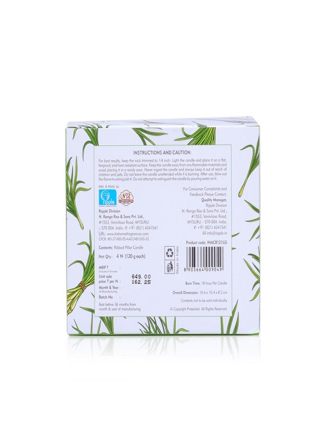 آيريس شمعة عمودية معطرة ومضلعة من إيريس هومفراجرانس - 4N 120 غرام لكل شمعة، مدة الاحتراق 18 ساعة لكل شمعة (عشب الليمون) - Image 5